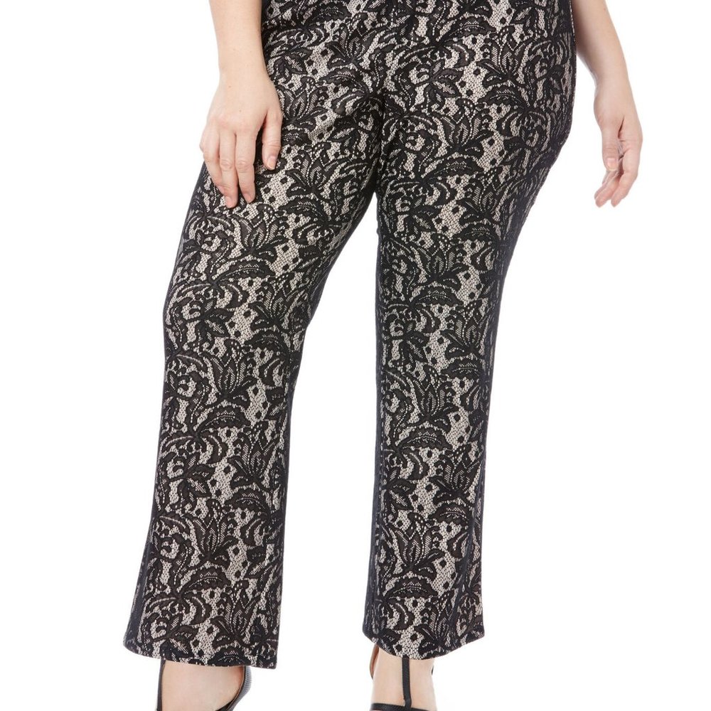 5X  34-36W  CATHERINE's Black Label Lace  Overlay Stretch Pants
